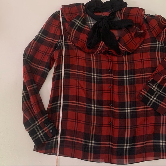 New Ralph Lauren Collection Red Plaid Zandra Blouse - Picture 12 of 13